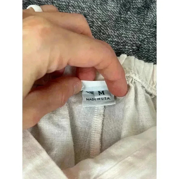 Bryn Walker Linen Pants Wide Leg Pull On Buttons Light Pink Size M Made In USA - Picture 6 of 14